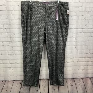 Gloria Vanderbilt Pants Amanda Women's Size 24W Black Silver Metallic Festival
